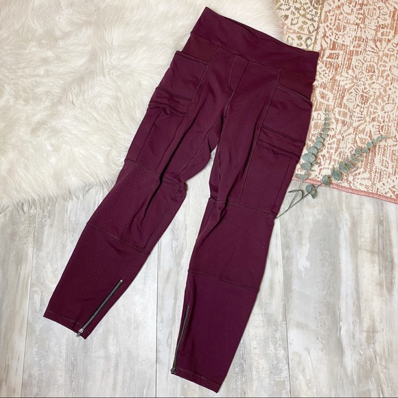 Lululemon Maroon Om & Roam Untight Tight Yoga Travel Athliesure Size 4 - Picture 3 of 14